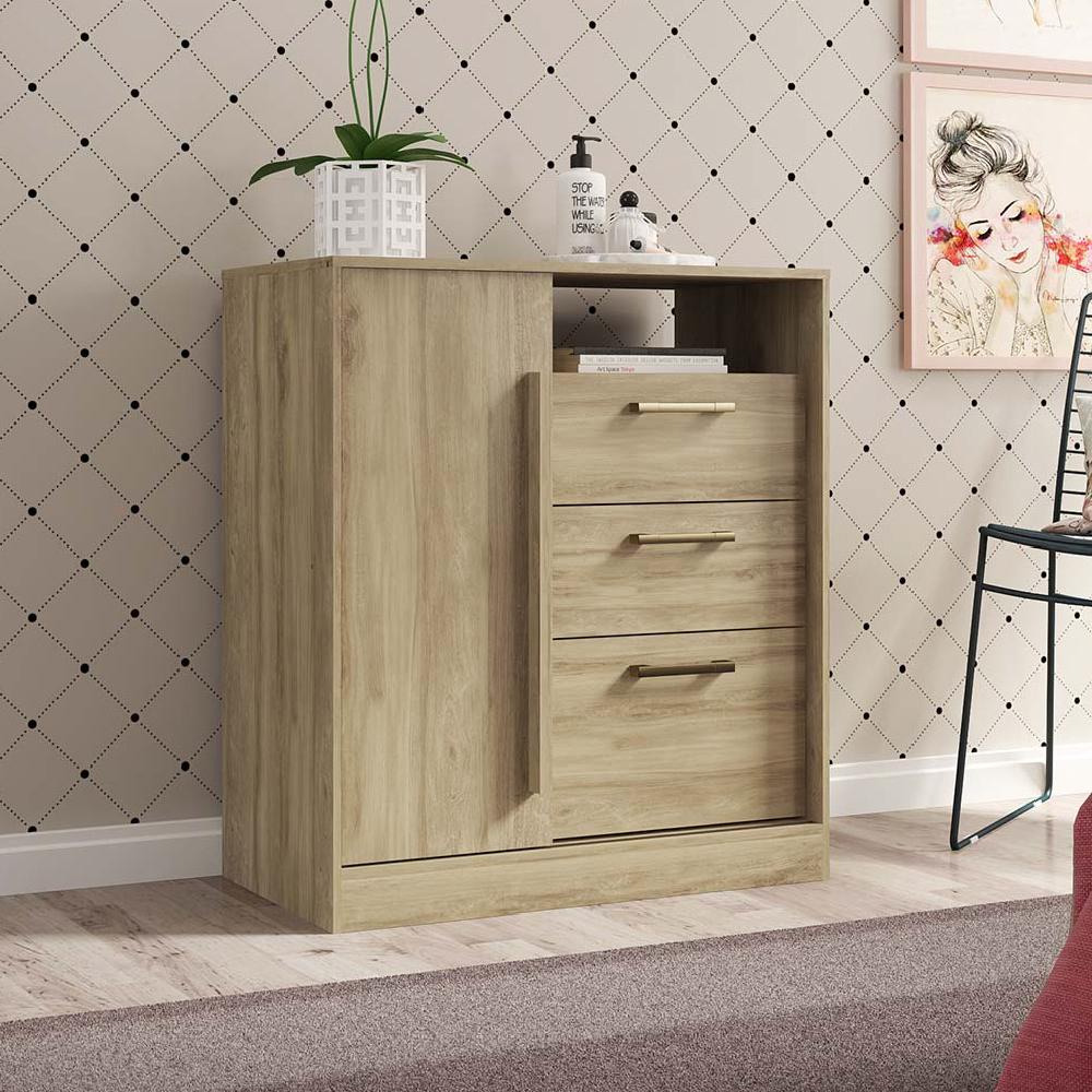 Cômoda Flauta 3 Gavetas Porta de Correr 574 Carraro - Home & Living
