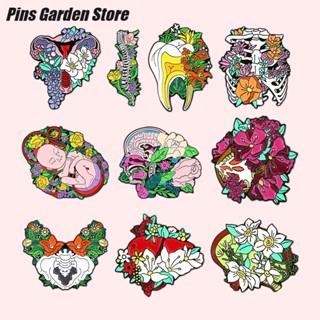 Órgãos Floral De Liga Criativa Esmalte Uterus Fetus Rib Kidney Tooth Pelvis Broches Vestuário Lapela Crachá Presente Para Médicos E Enfermeiros