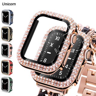 Vidro + Tampa Para Caixa Do Relógio Apple 45mm 41mm Acessórios 44mm 40mm Protetor De Tela Temperado Série iWatch 7 8 SE 6 5 4