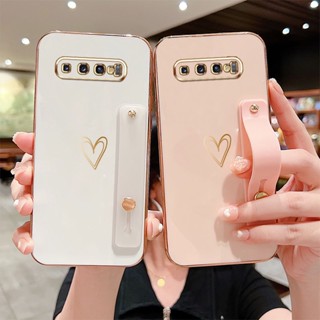 Estojo De Telefone Para Samsung Galaxy S8 Plus S8 + S9 S10 + Suporte De Luxo Coração À Prova De Choque Capa De Silicone