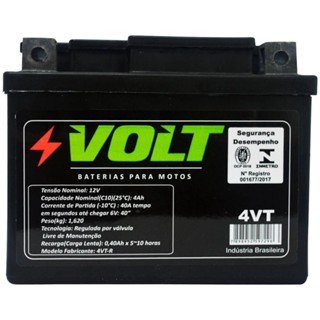 Bateria VOLT YTX4 (4VT) Titan 125 KS / BIZ 100 00 E/D / WEB 2005 / Neo 125