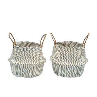 Kit 2 cestos organizadores multiuso decorativo branco seagrass - Oikos