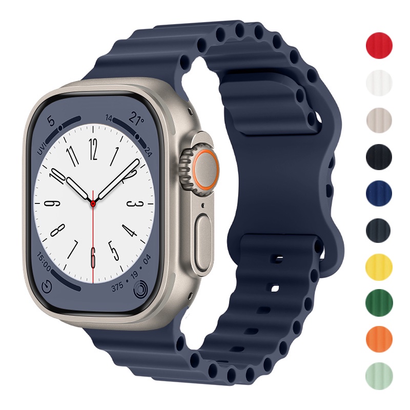 Bracelete De Silicone Pulseira Ocean Strap Correa Band Compatível Para Pulseira Apple watch Ultra 49mm 45mm 40mm 42 44mm 41mm 38mm Iwatch Série 8 7 6 5 4 3 2