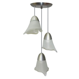 Lustre Pendente Triplo Com 3 Tulipas De Vidro Ideal para Mesa De Jantar