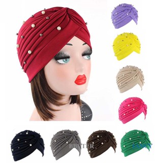 BBYTER Moda Feminina Chapéu Turban Pérola Muçulmana Com Contas Muçulmano Árabe Estilo