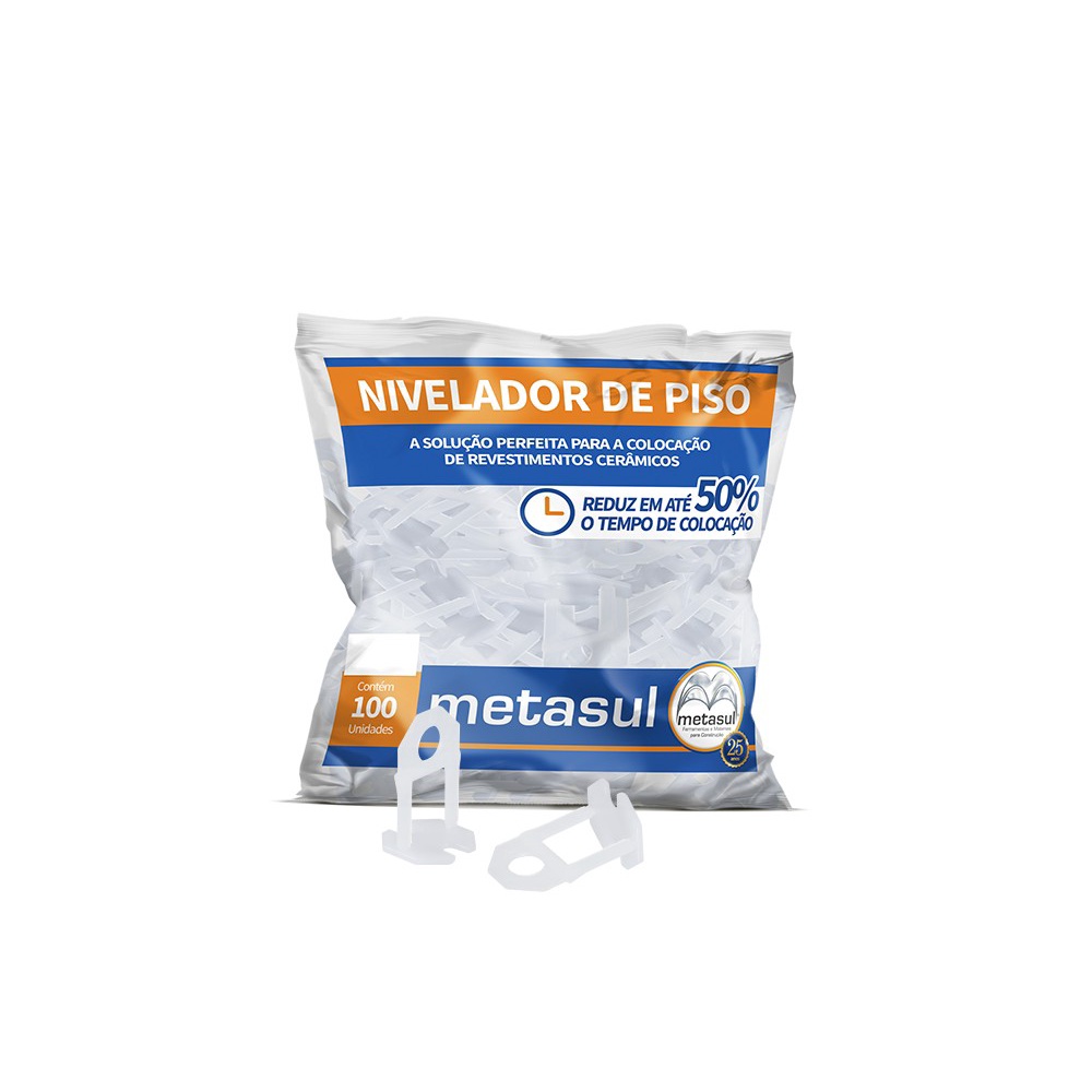 Nivelador de Piso Metasul 1,5mm Incolor 100 Peças Sistema de Nivelamento Profissional Para Pisos e Revestimentos