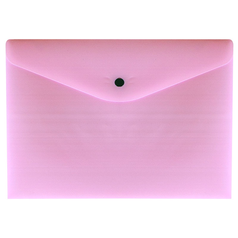 Envelope plástico com botão A4 Linho Serena rosa pastel 0012.WP Dello - Stationery