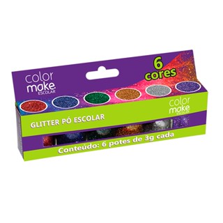 Glitter escolar com 6 cores 7000 Colormake