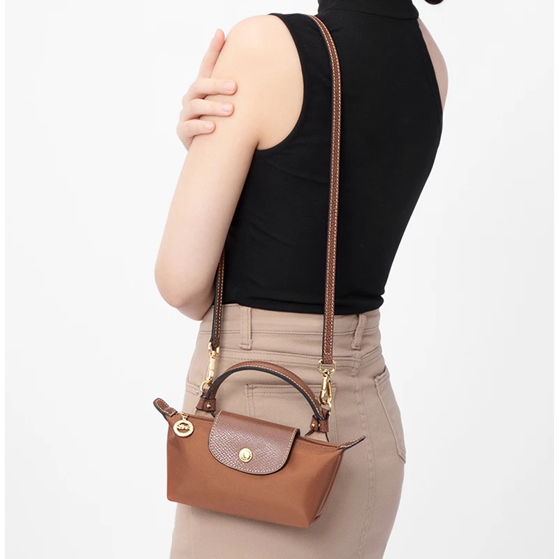 1Set Transformação De Correia De Bolsa De Couro Para Longchamp Mini Tote Conjunto Ombro Fivela De Alça De Corpo Cruzado Acessórios Sem Furos