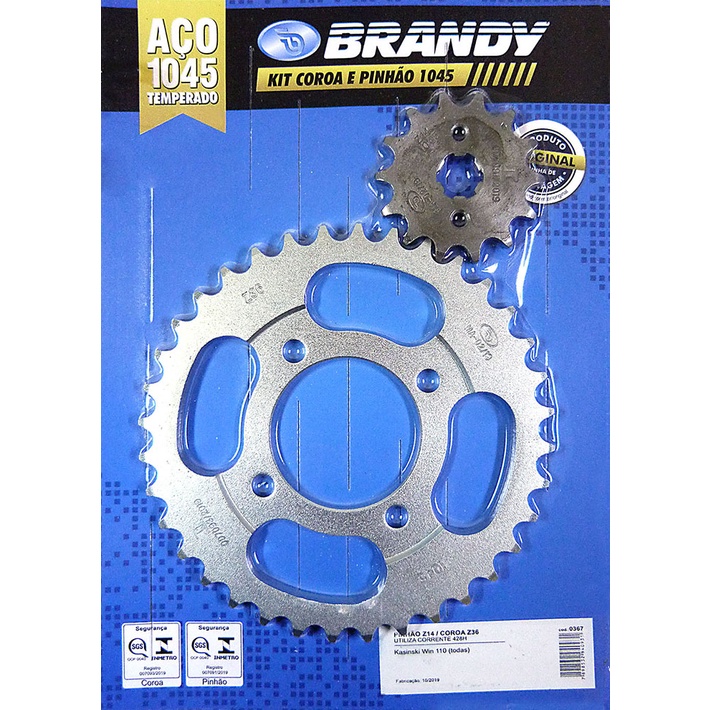 Kit Relação para Moto Kasinski Win 110 Sem Corrente - Brandy