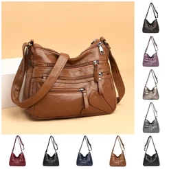 Crazy Bag Washed Leather Women's Bag Korean Version Shoulder Soft Leather Large Capacity Middle-aged Diagonal Bag