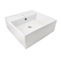 Cuba Lavabo Banheiro Em Cerâmica Louça Quadrada 42x42 Branca Apoio Tubrax - BAB0005