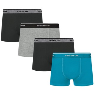 Kit com 4 Cuecas Boxer Infantil Algodão Selene