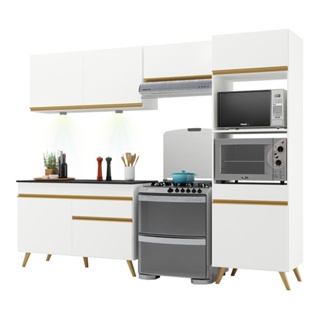 Cozinha Compacta 4 peças com Leds MP2018 Veneza Up Multimóveis Branca em Oferta na Shopee