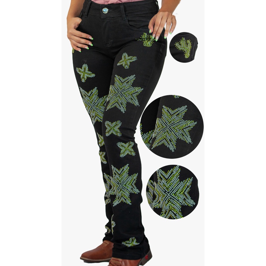 Calça Feminina Boot Cut com termocolante Cactus