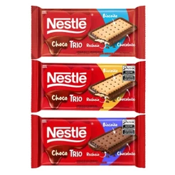 Kit 3 Tabletes De Chocolate ChocoTrio Biscoito Recheio 90g Escolha a Combinação - Nestle