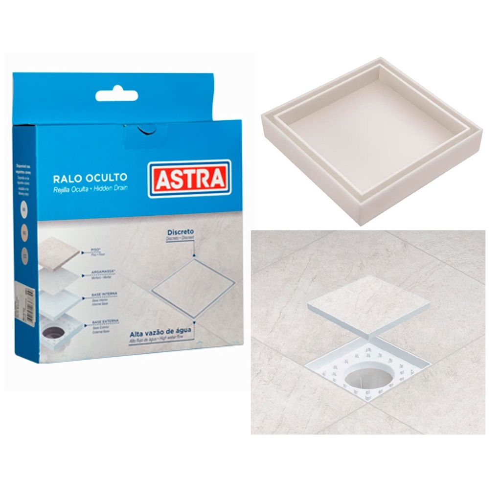 Ralo Oculto Invisível 15x15 Universal Branco Astra