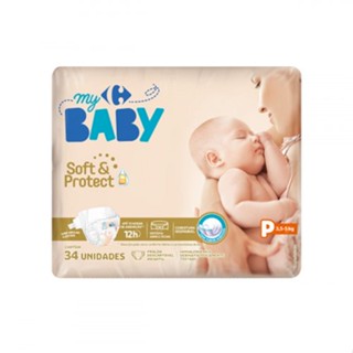 Fralda Carrefour My Baby P Soft e Protect - 34 Unidades