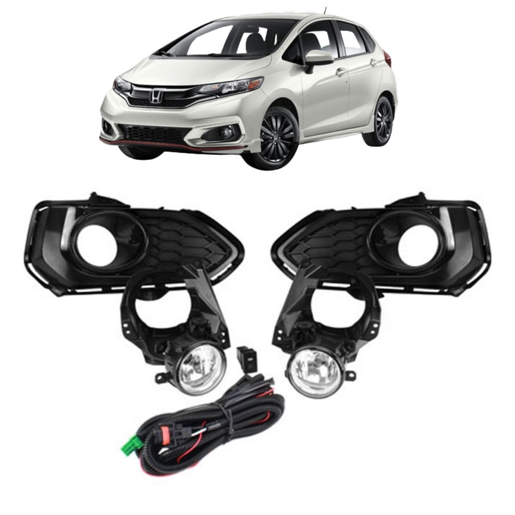 Kit Faról Milha Shocklight Honda FIT 2018 em diante com moldura preta Interruptor Original SL-112110