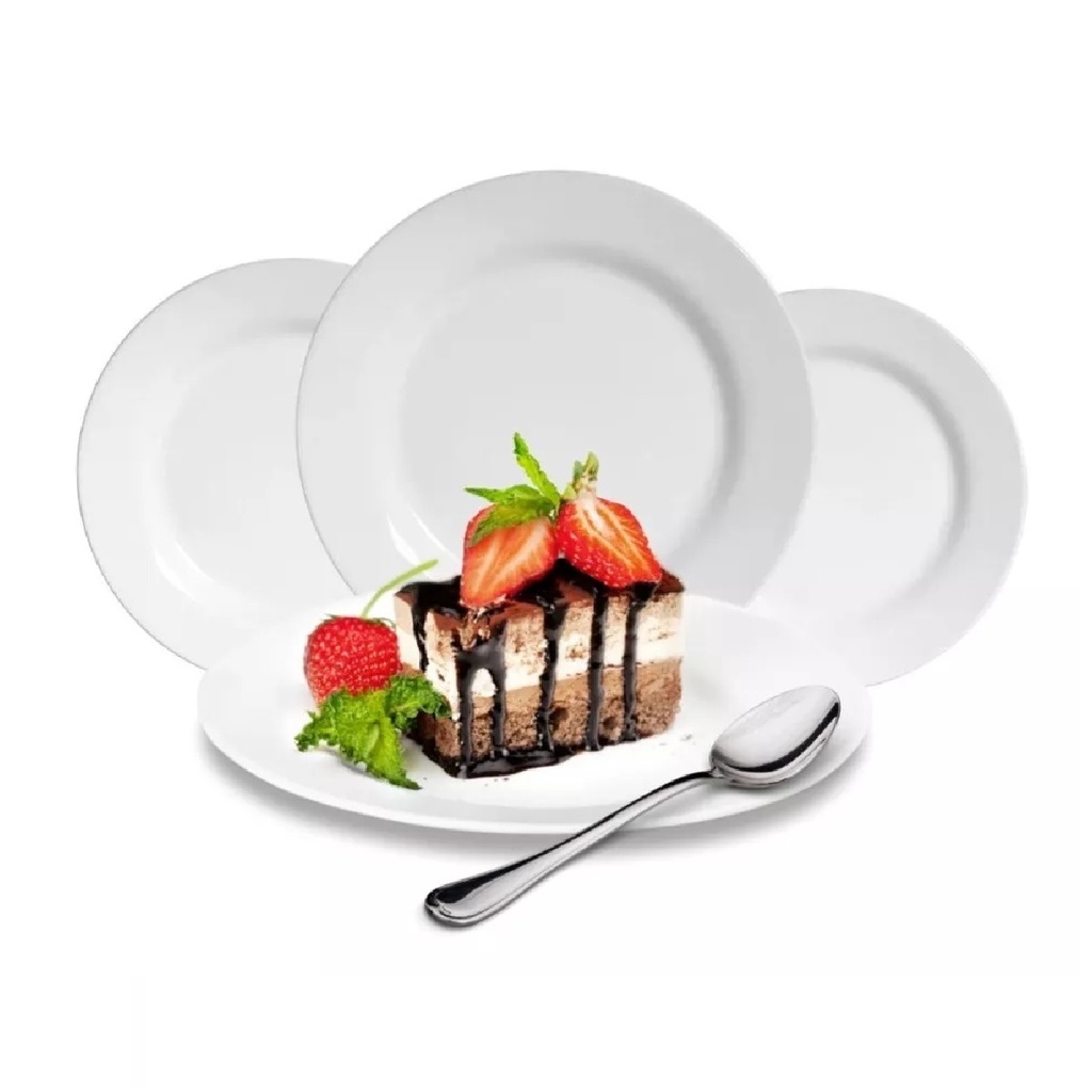 Kit 12 Pratos Sobremesa Melamina Branco 15cm Cozinha