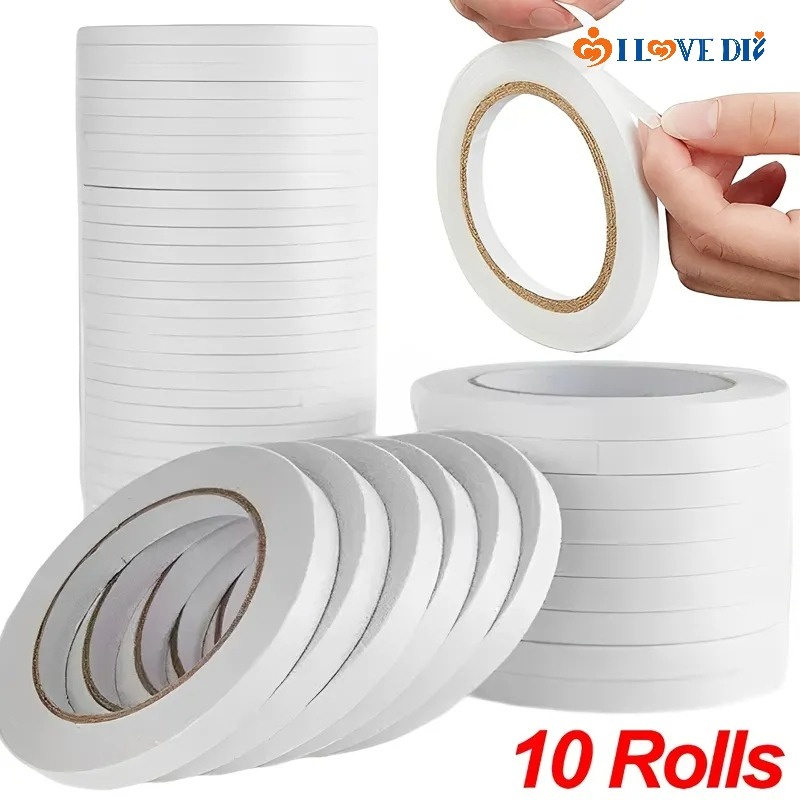 10 Rolos Fitas Dupla Face Ultra Finas E Altas Adesivas/De Papel Transparente Para Presentes/Material De Papelaria Escolar De Escritório