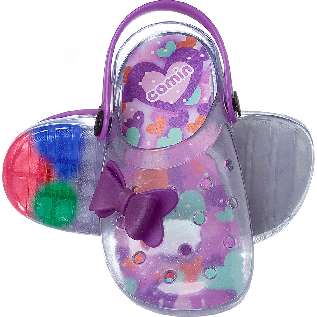 Chinelo Babuche Infantil Menina Glitter Irizê Com Roxo Camin em Oferta na Shopee