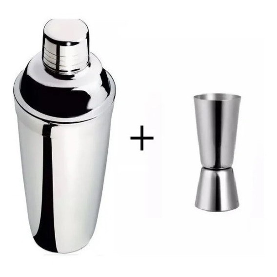 Coqueteleira Inox 500ml + Dosador De Wisky 25/50 aço Inox Para Drinks Gin festas
