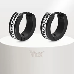 Brincos Vnox Fashion Men's Earrings , Aço Inoxidável Full Light Interior E Exterior Corrosão Plana Viking Símbolo Brinco Elétrico Jóias Pretas