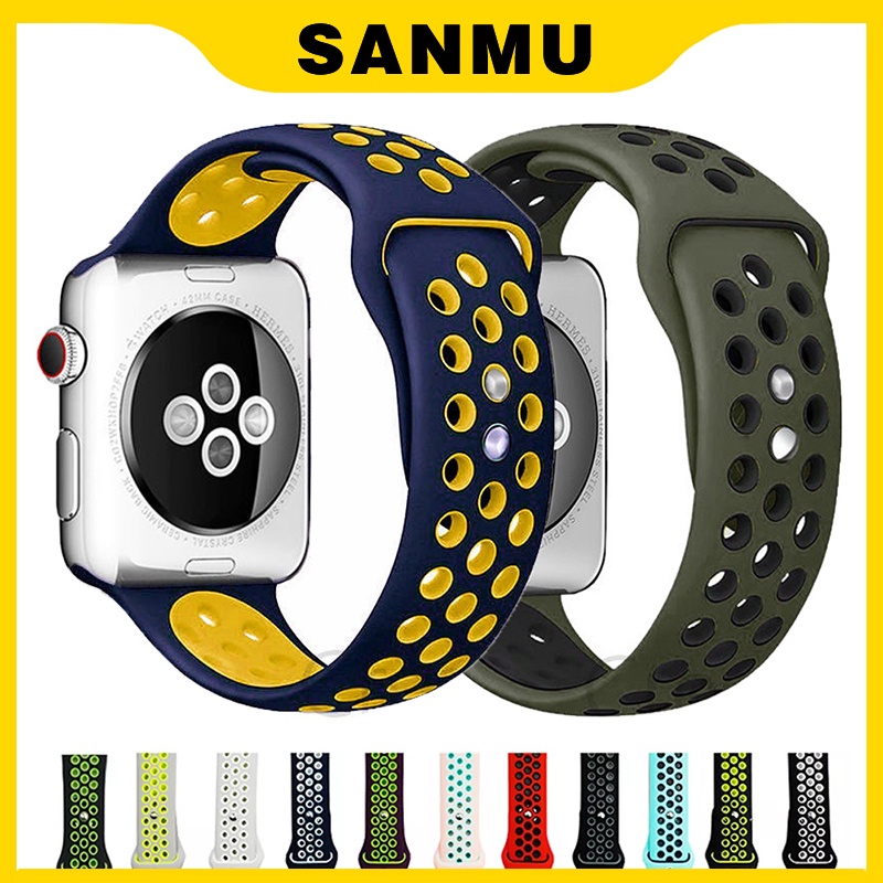 SANMU Pulseira De Furo Respirável Para Apple Watch Series 8/7/6/SE/5/4/3/2/1 38mm 40mm 42mm 44mm 41mm 45mm 49mm