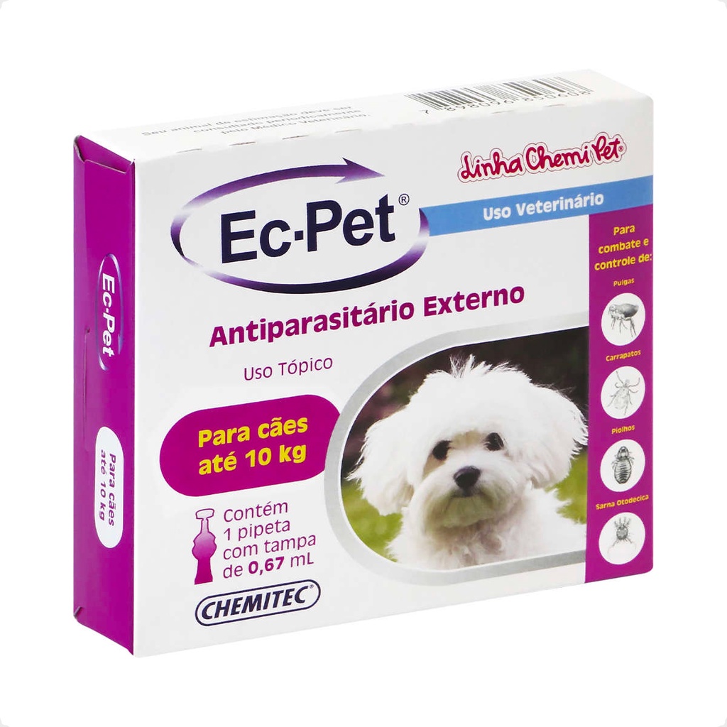 EC PET 0,67mL Chemitec Antipulgas e Carrapatos - Cães até 10Kg
