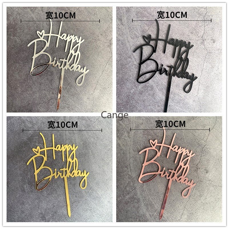 10 Unidades/Conjunto Acrílico Feliz Aniversário Bolo Topper Decoração De Festa