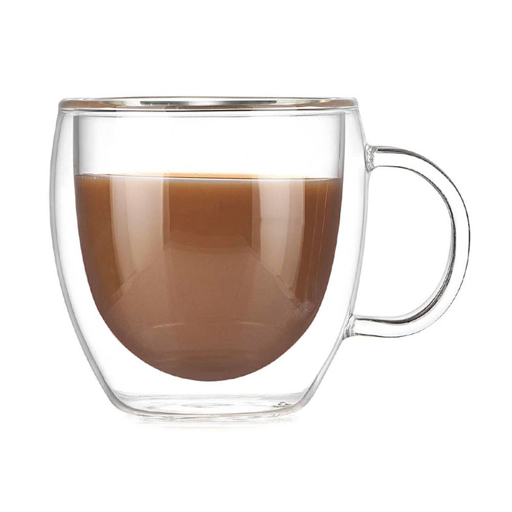 Kit 6 Jogo De Xícara Vidro Duplo Caneca Parede Dupla 80ml Sublimação Café Suco Copo Termico Água Chá