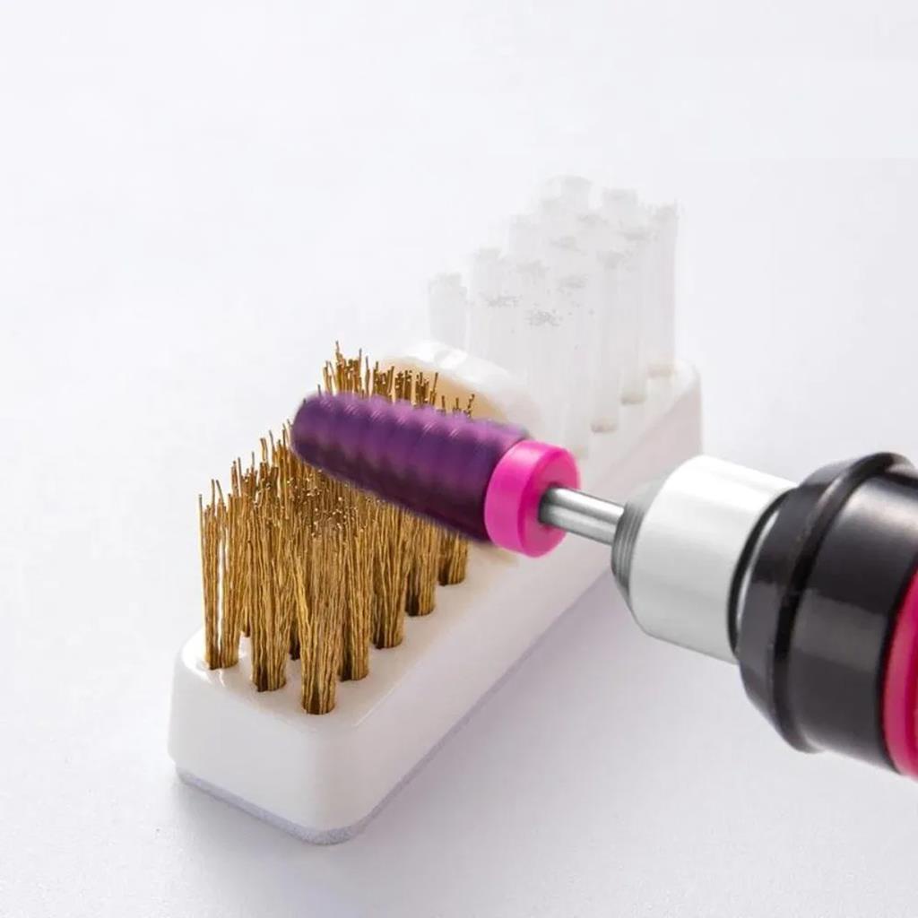 Kit 4 Escova Escovinha de Aço para Limpeza de Brocas Pincéis Unhas Adesivo Manicure Pedicure