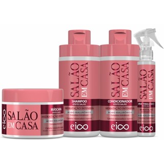 Eico Salão Em Casa Hidratação Intensiva Shampoo e Condicionador 450ml + Máscara Tratamento 270g + Spray Proteção Térmica