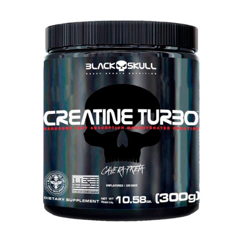 Black Skull Creatina Turbo Pote 300g - Energia, Força, Resistência e Ganho de Massa Magra