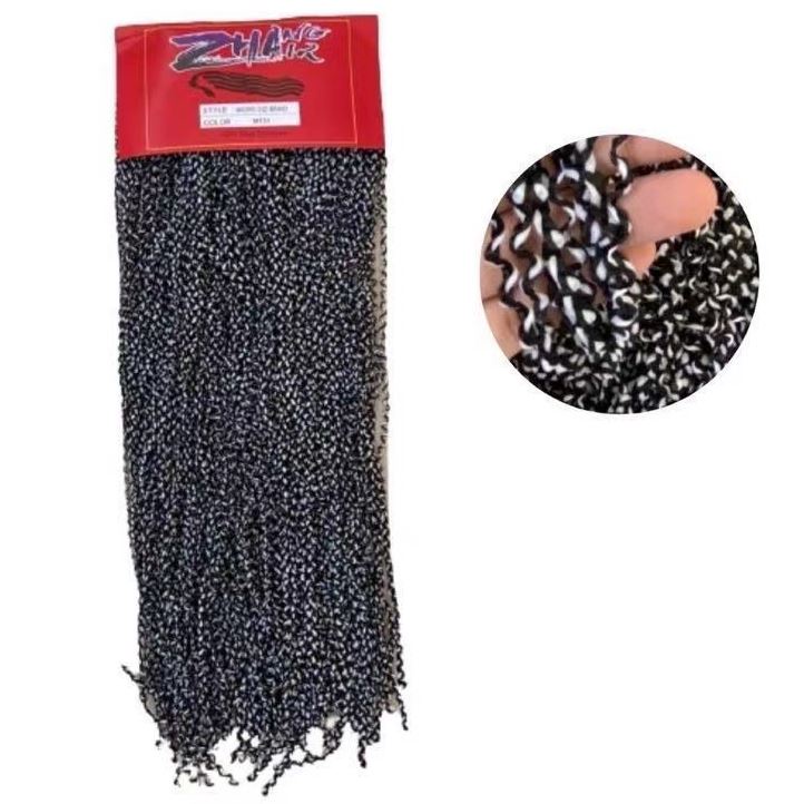 Cabelo Micro Zizi Pacotão 320g Miojinho Trancinha Kanecalon Cor MT/51 Preto e Branco