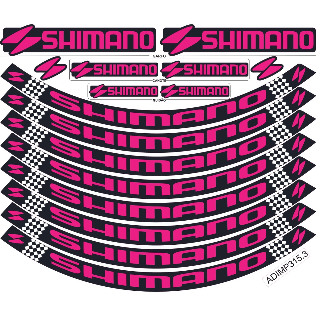 Adesivo Shimano roda garfo mesa bicicleta aro 26 e 29 Rosa