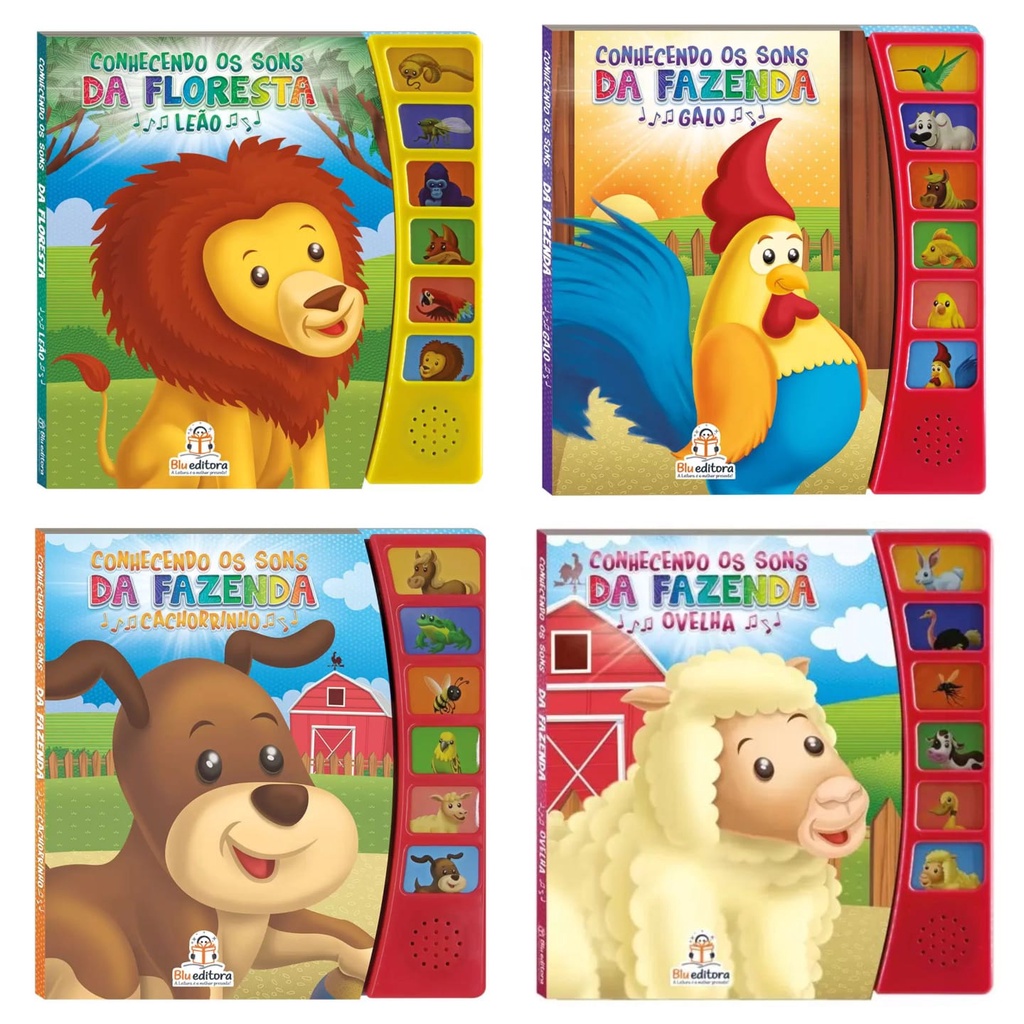 Kit com 4 Livros Sonoros Conhecendo os Sons dos Animais