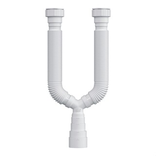 Sifão Branco Duplo Sanfonado - Herc