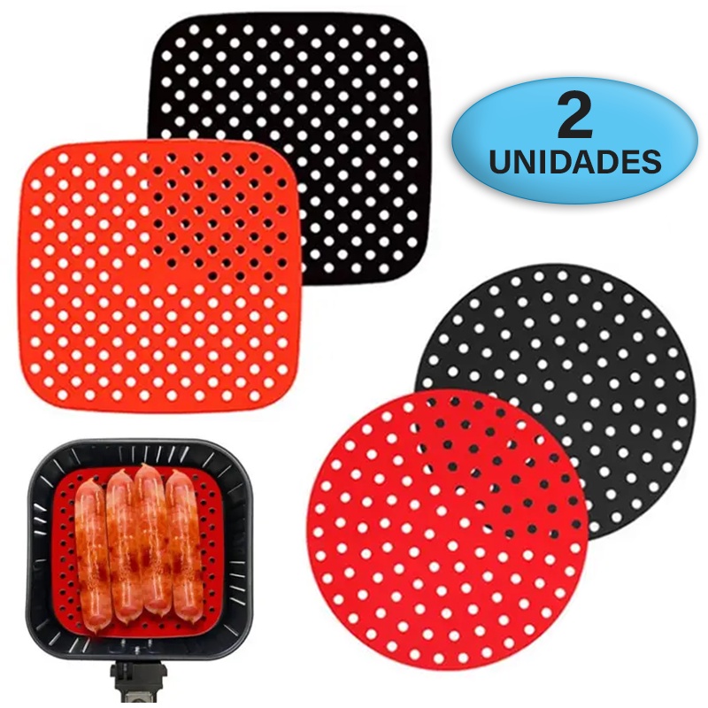 Kit com 2 Tapete Protetor Forma Silicone Para Air Fryer Fritadeira