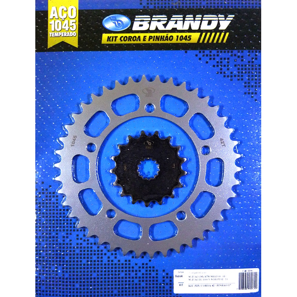 Kit Relação Suzuki GSX-R750 Srad 2000 até 2003 / Suzuki DL 1000 V-Strom 2002 até 2010 - Sem Corrente - Brandy