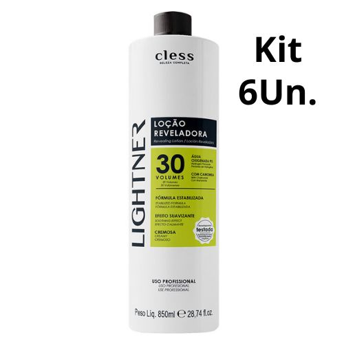 Kit C/6 Águas Oxigenada Lightner 30 volumes 850ml - Cless