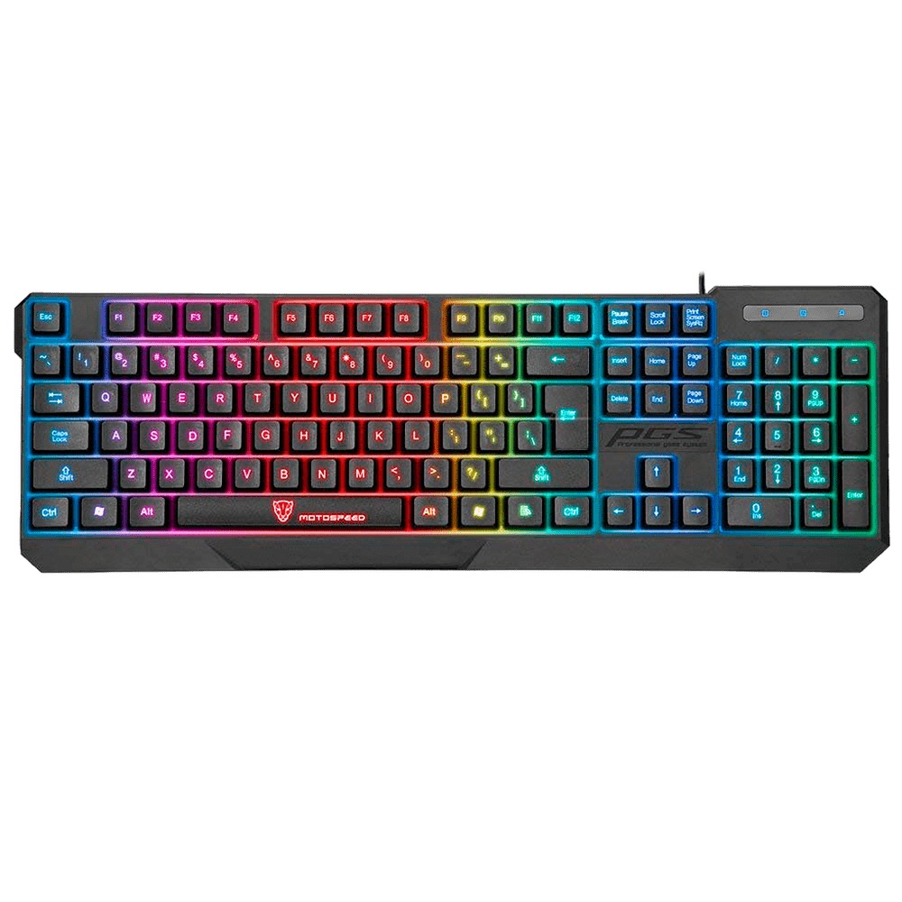 Teclado Gamer Motospeed K70 Preto Membrana Rainbow