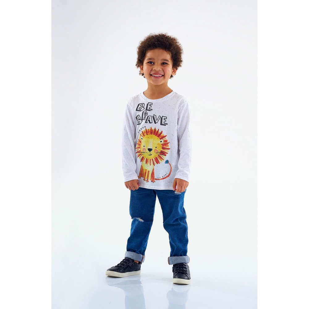 Camiseta Manga Longa Infantil Masculina Estampada Up Baby