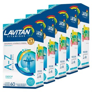 Kit Com 5 Lavitan A-Z Original c/ 60 Comprimidos