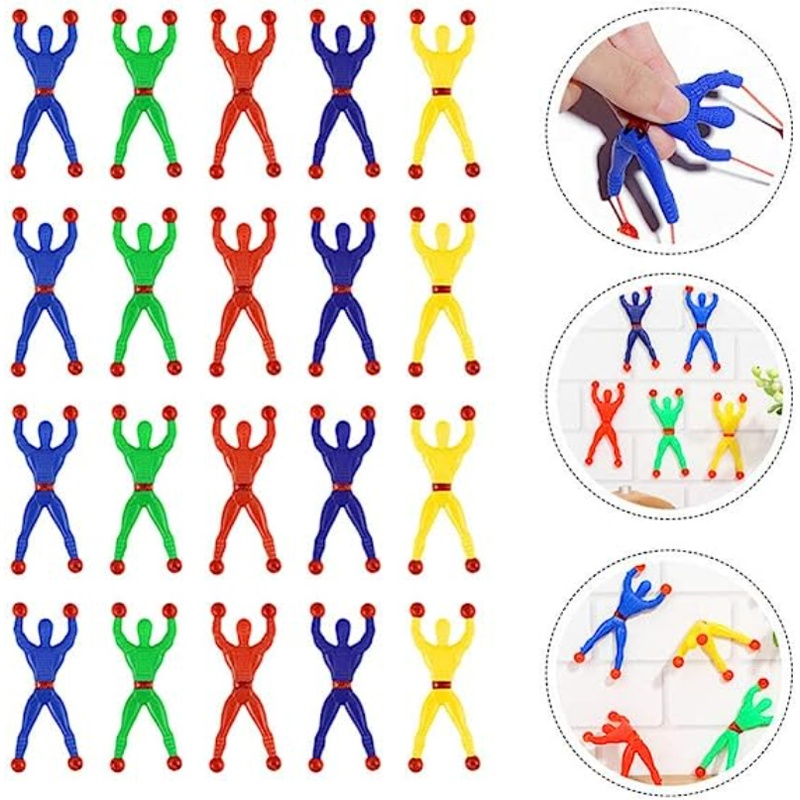 30pcs Escaladores De Parede Coloridos Pegajosos Montanha-Novidades Pegajosas , E Borracha-Presente Divertido Para Crianças De 3 Anos