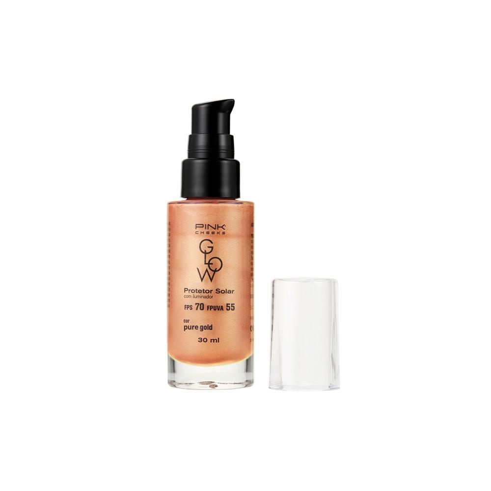 Pink Cheeks Glow FPS 70 FPUVA 55 Pure Gold Protetor Solar Facial com Iluminador 30ml - Beauty