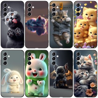 Para Samsung Galaxy A14 5G Capa Traseira Do Telefone Protetora De Silicone Macia Preto Tpu Gatos , Cães E Coelhos Bonitos