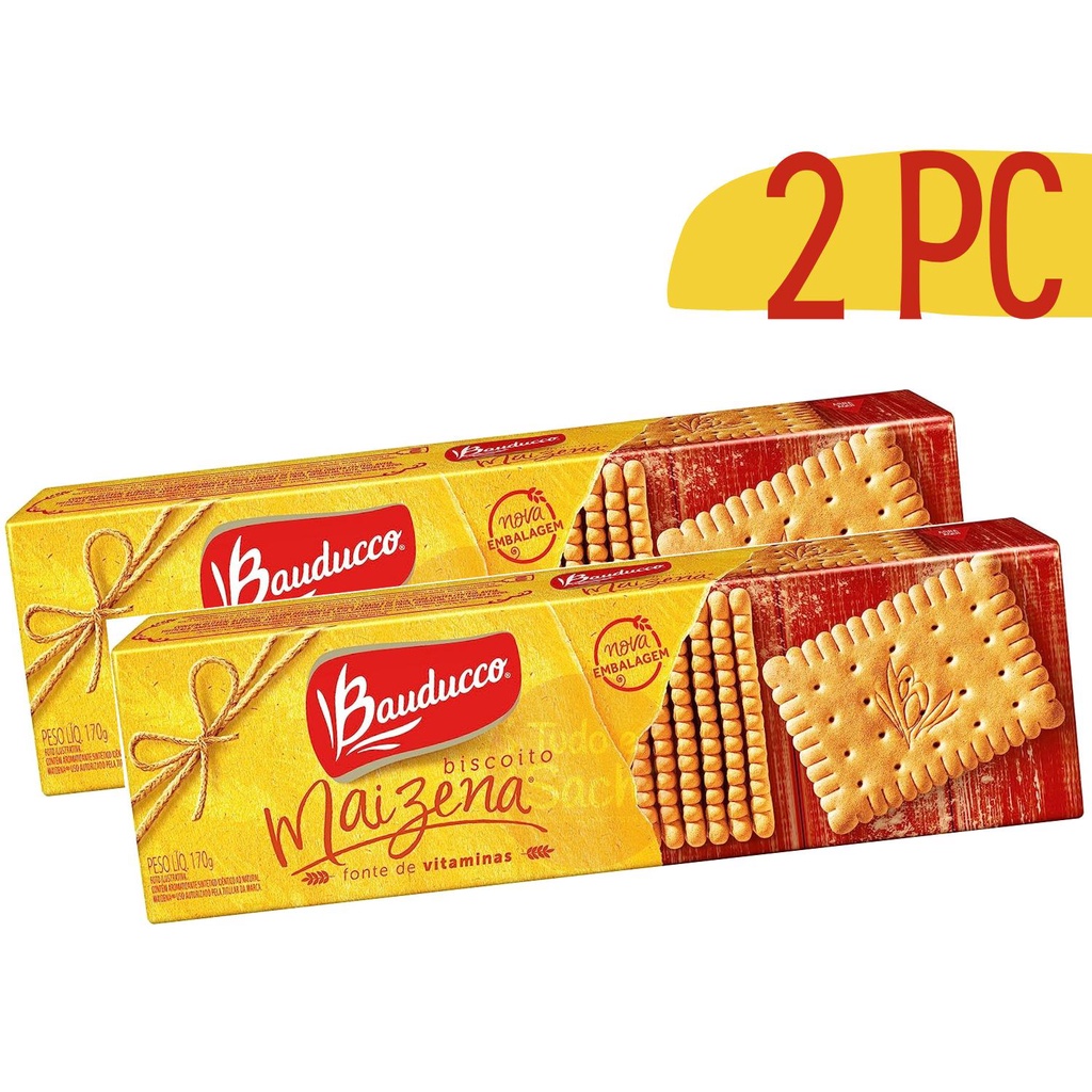 Bolacha Biscoito Maizena Maisena Bauducco 170g - 2 Pacotes