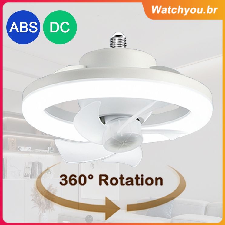 E27 Lâmpada De Teto Com Luz Noturna De Trabalho Como Ventilador Controle Remoto LED Silencioso Inteligente Para Sala De Estar Quarto De Dormir